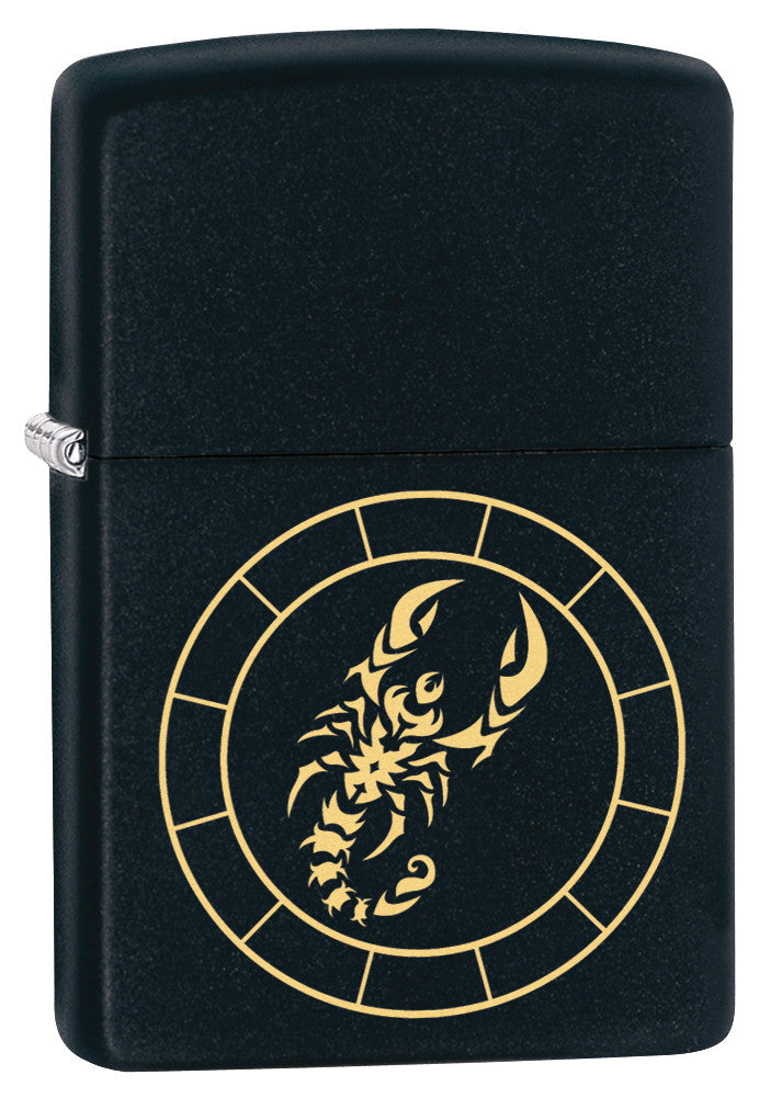 Zippo Scorpio Zodiac Sign Black Matte Pocket Lighter Zippo